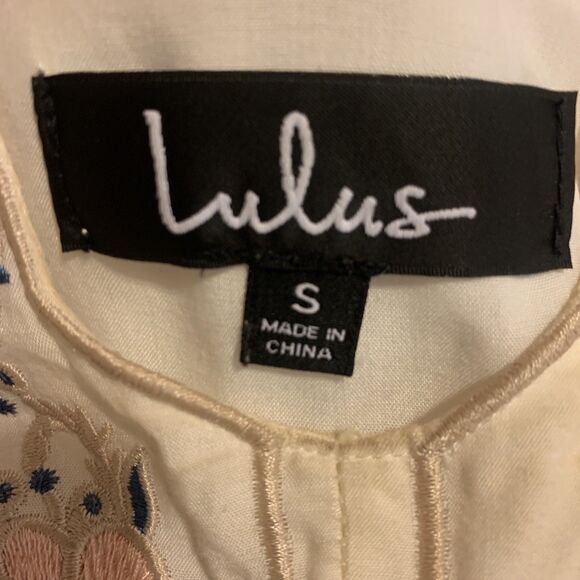 Lulus Daisy Petal Pickin Babydoll Mini Dress Women Small Ivory Fairy Embroidered - Picture 11 of 15